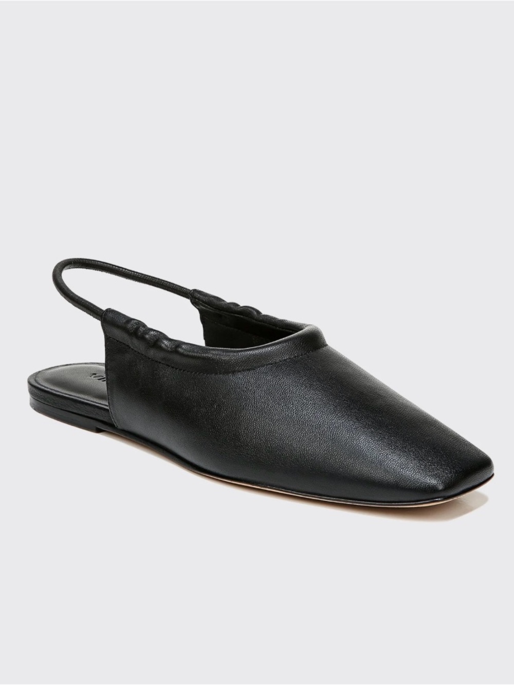 VINCE Cadya Squared Toe Slingback Flat Sandals Black Sheepskin Leather
